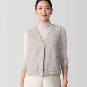 NWT Eileen Fisher Lightweight Boiled Wool Vest in Regenerative Wool